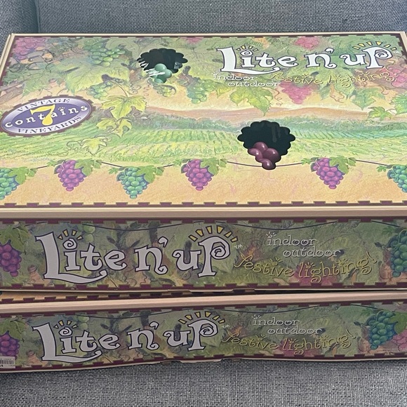 TWO Vintage 90s LiteNUp Vineyard Grape Cluster Blow Mold String Light Never Used